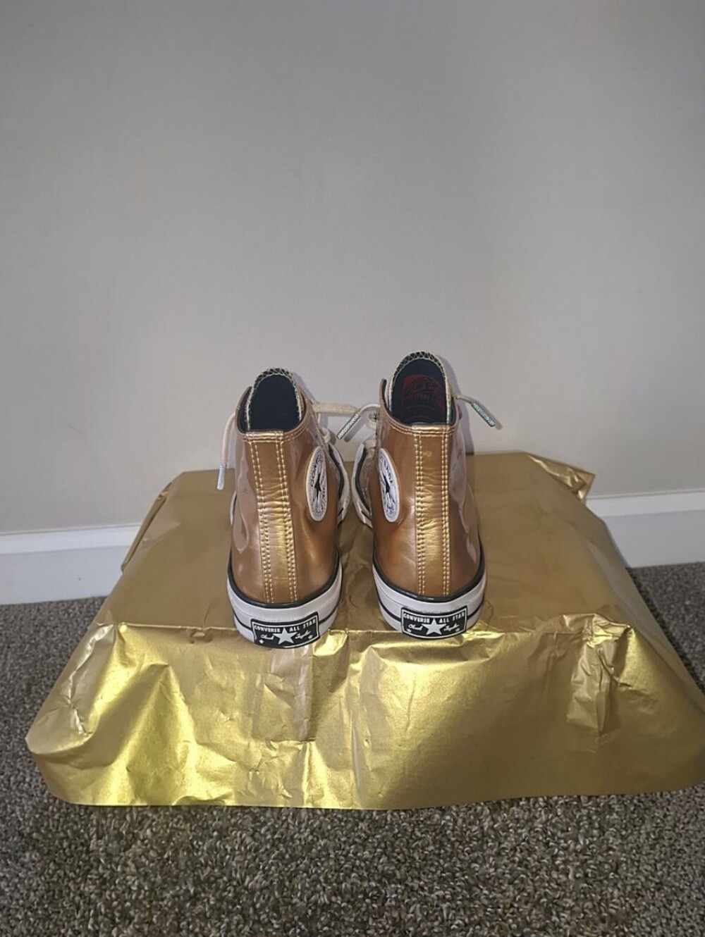 Converse Chuck Taylor All Star Metallic Gold High-Top Sneakers - Women Size 7 - Picture 5 of 8